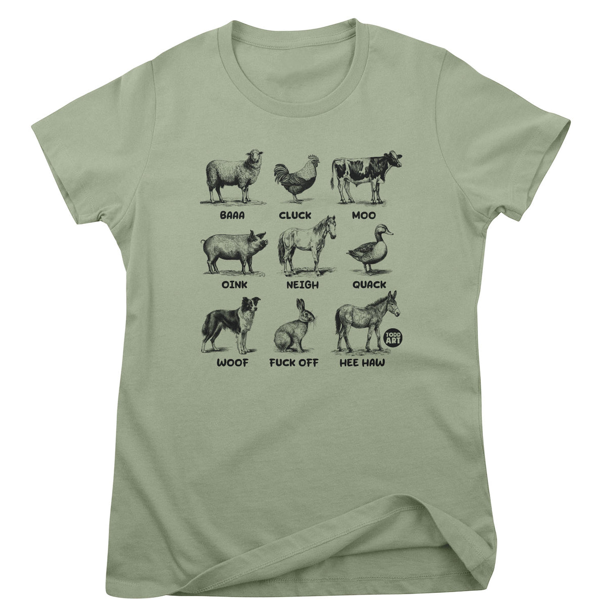 The Sounds Of Farm Animals - ToddArt Girly Tee