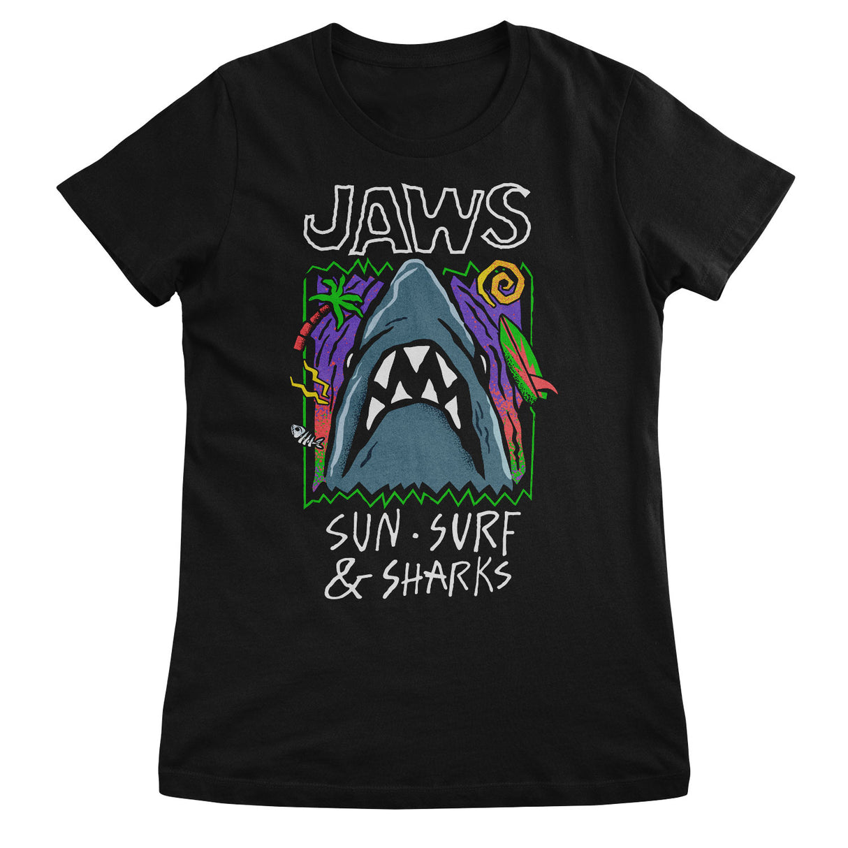 JAWS Sun Surf & Sharks Girly Tee