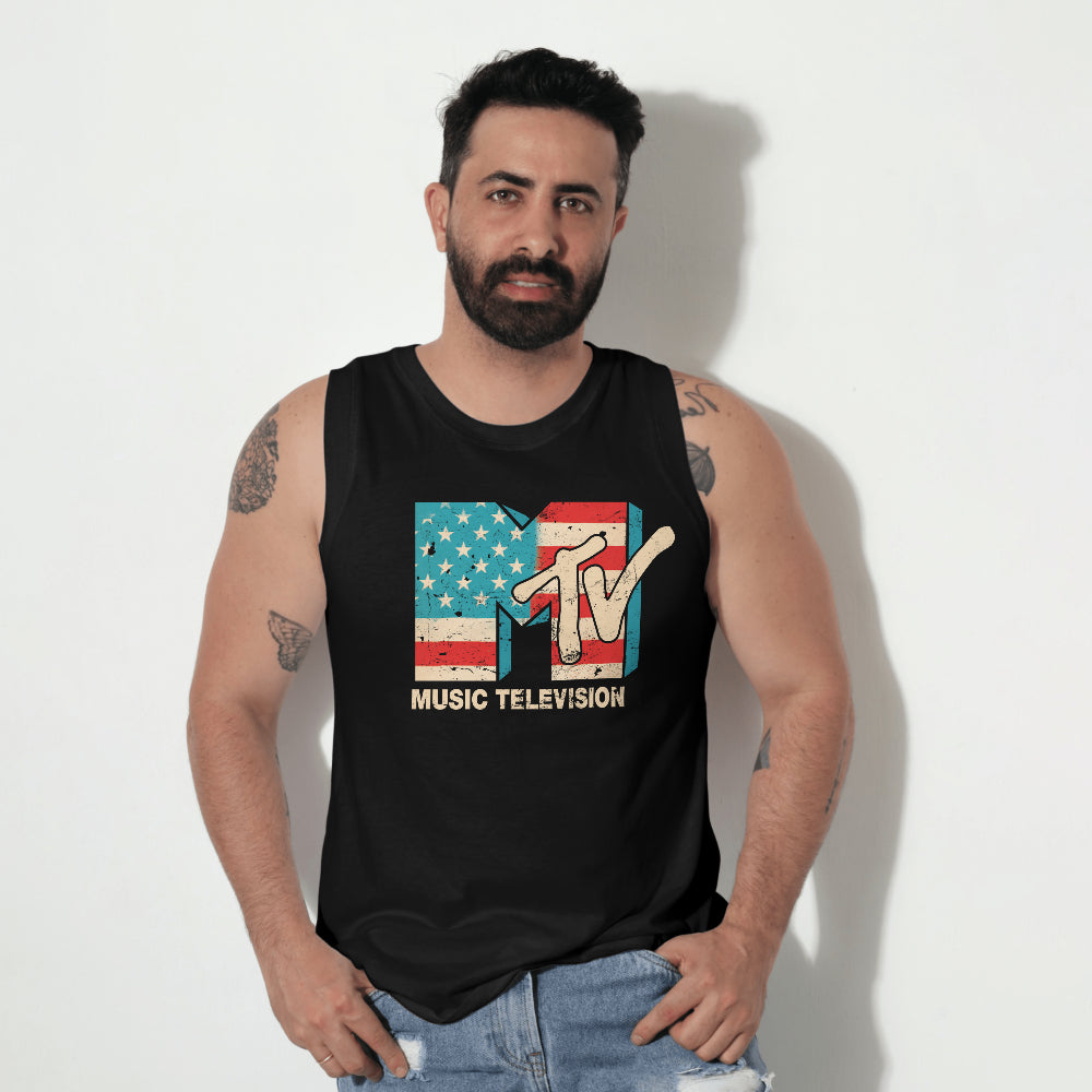 MTV Distressed USA-Flag Tank Top
