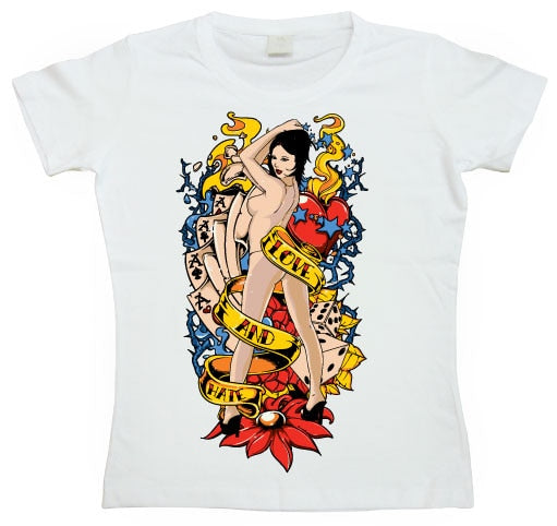 Love And Hate Pin-Up Girly Tee