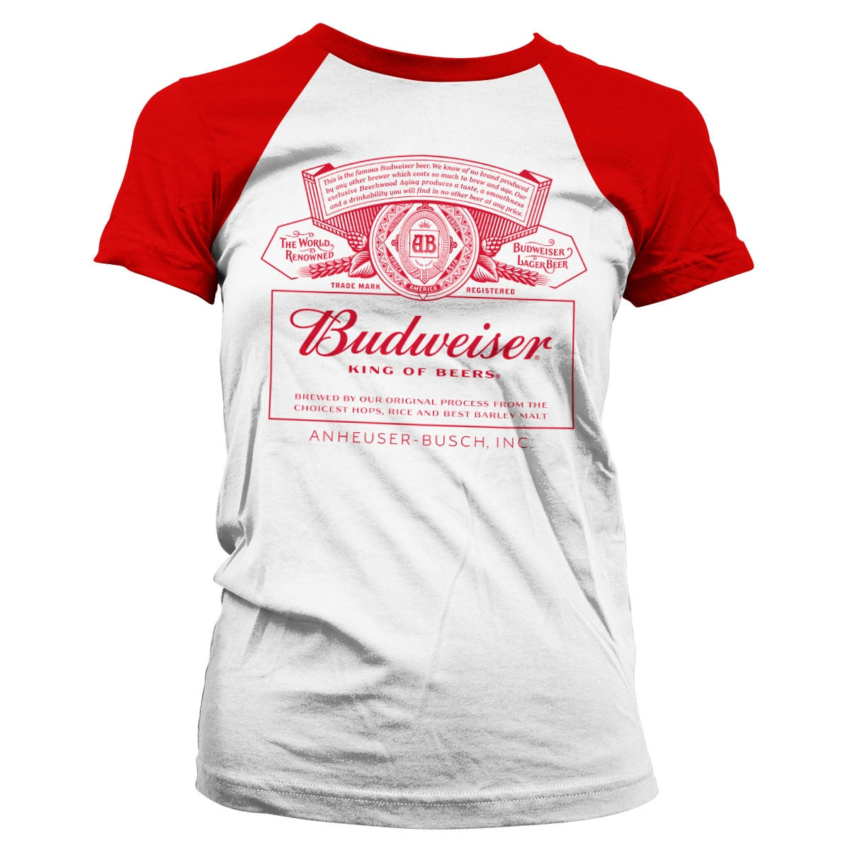 Budweiser Red Logo Girly Baseball Tee