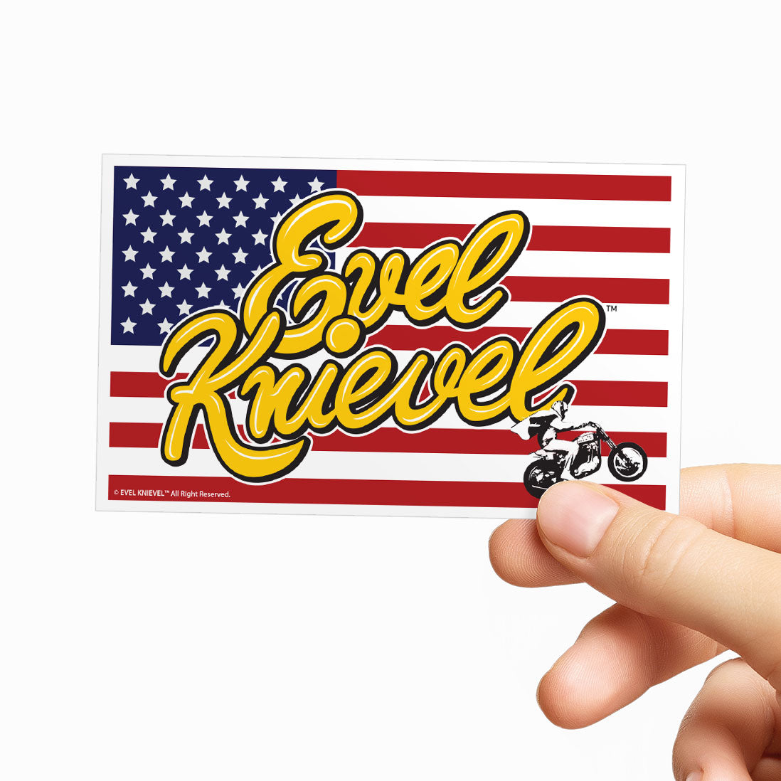 Evel Knievel American Flag Sticker