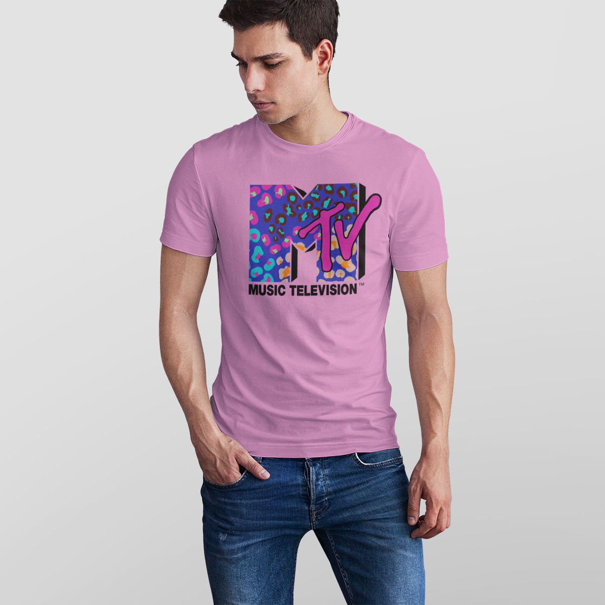 MTV - Colorful Leopard Pattern Logo T-Shirt