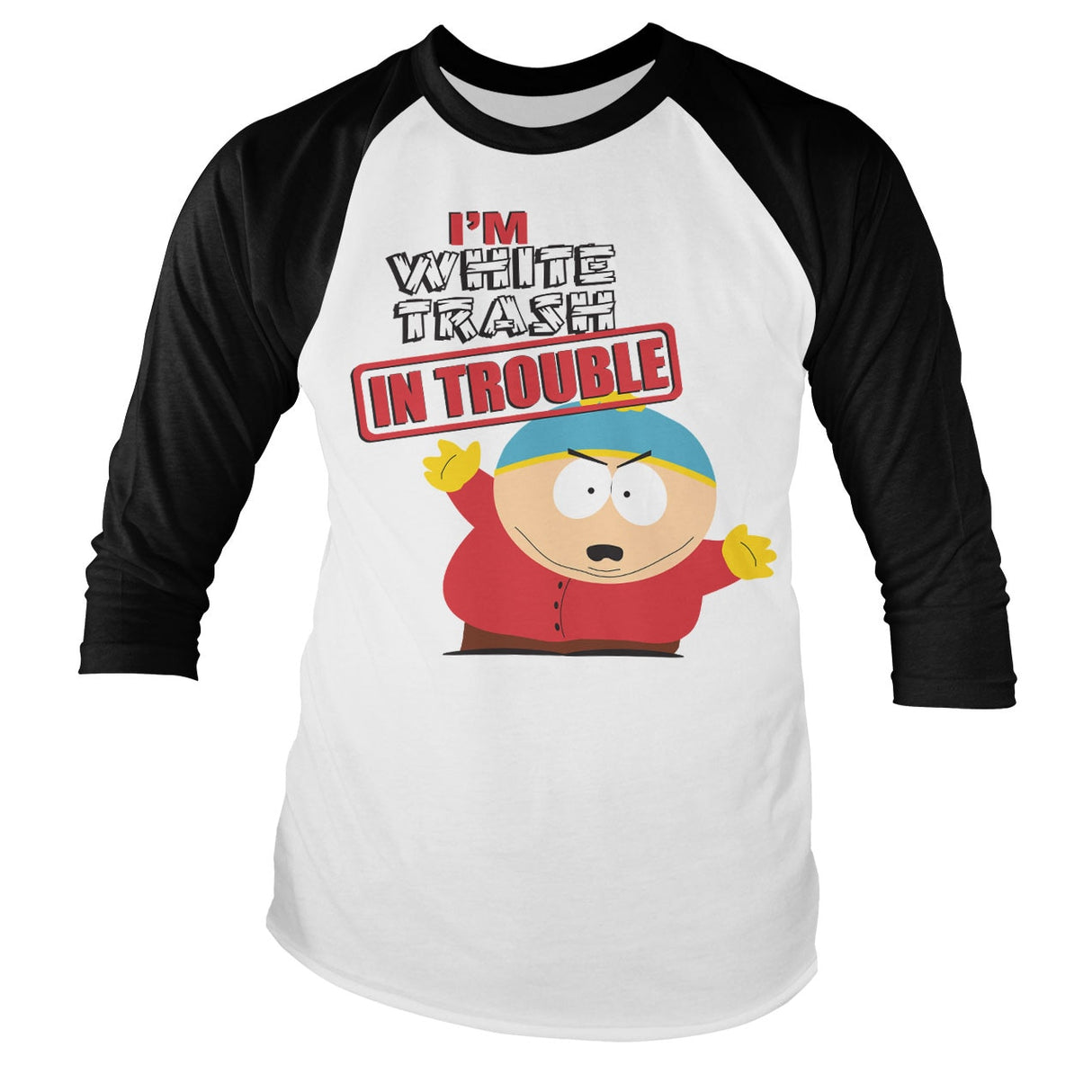 South Park - I'm White Trash In Trouble Baseball Long Sleeve Tee