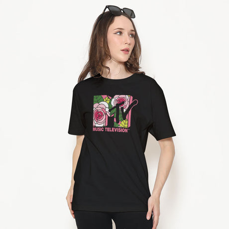 MTV Pink Roses Logo Girly Tee