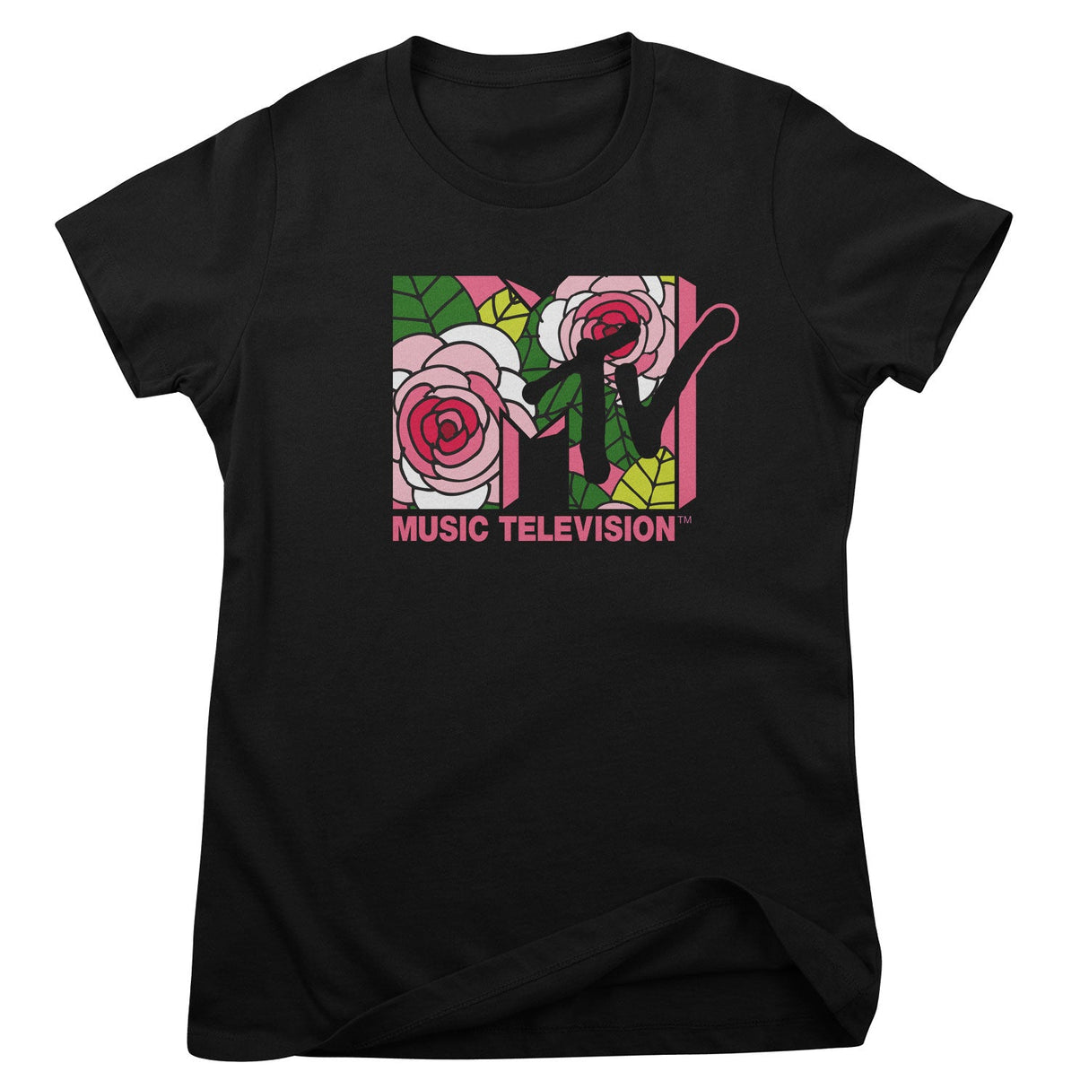 MTV Pink Roses Logo Girly Tee