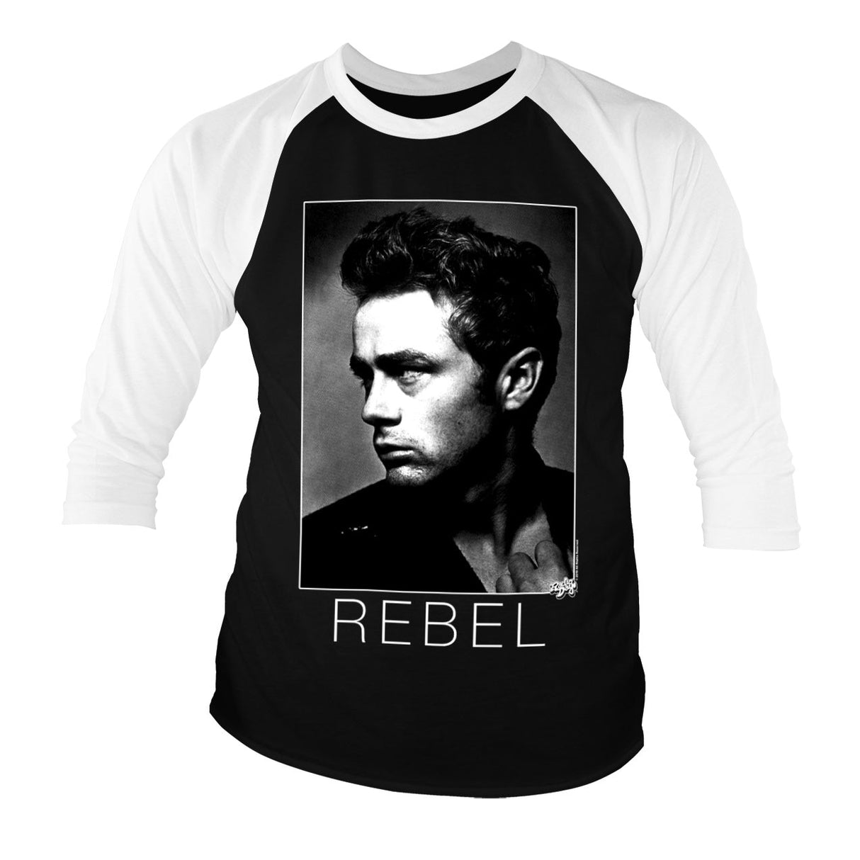 James Dean BW Rebel Baseball 3/4 Sleeve Tee