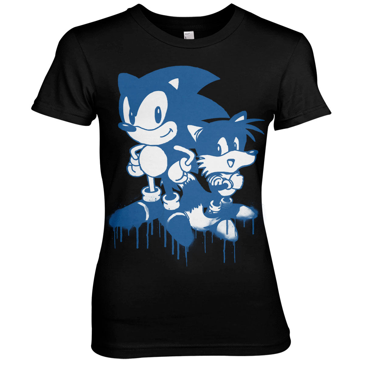 Sonic and Tails Sprayed Girly Tee