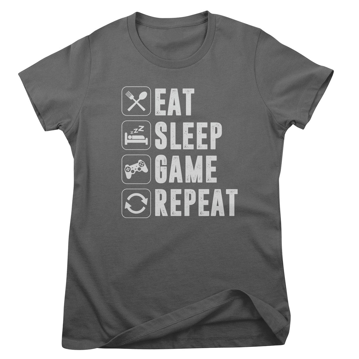 Eat Sleep Game Repeat Stacked Girly Top