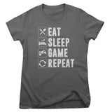 Eat Sleep Game Repeat Stacked Girly Top