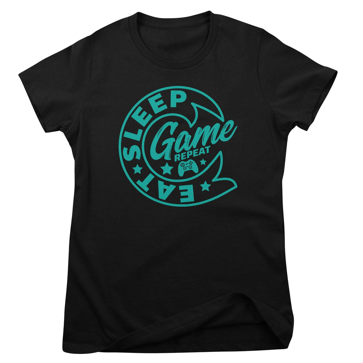 Eat-Sleep-Game-Repeat Circle Logo Girly Top