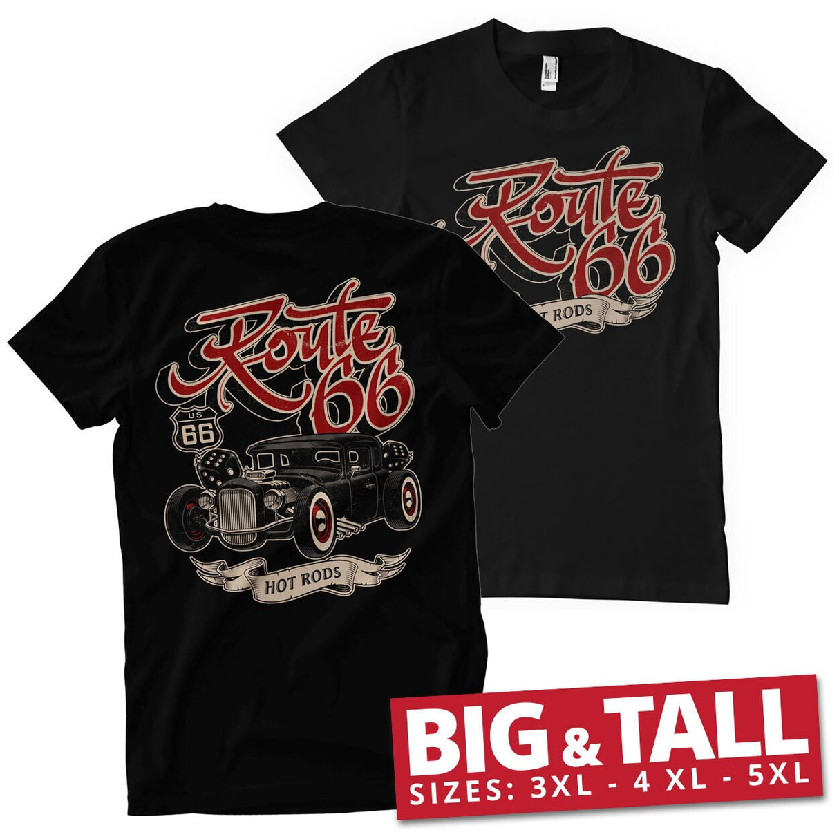 US 66 Hot Rods Big & Tall T-Shirt