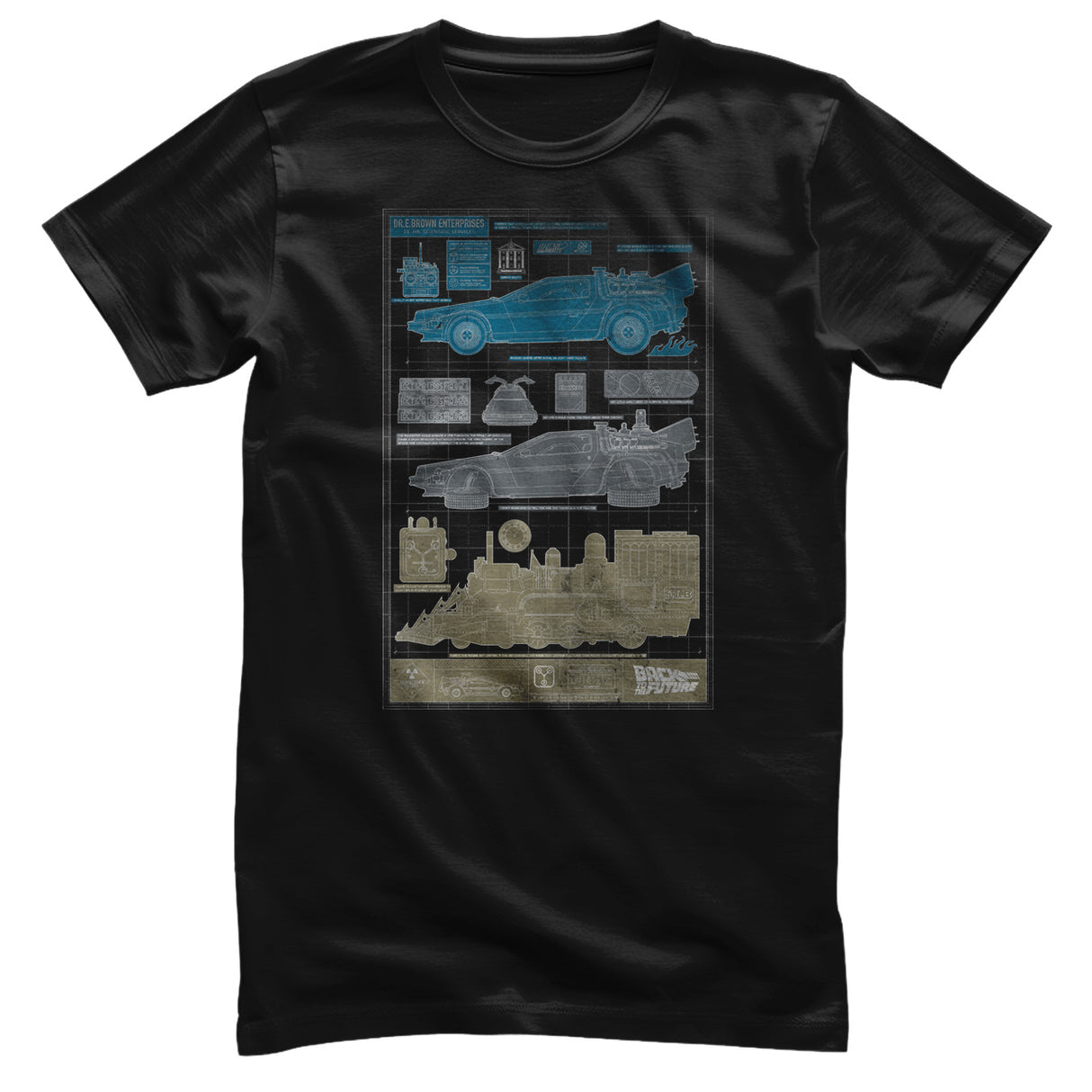 Back To The Future - Time Machine Blueprints T-Shirt