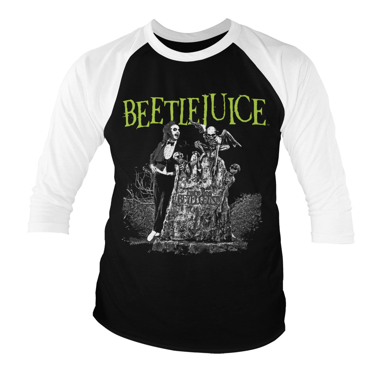 Beetlejuice Headstone Baseball 3/4 Sleeve Tee