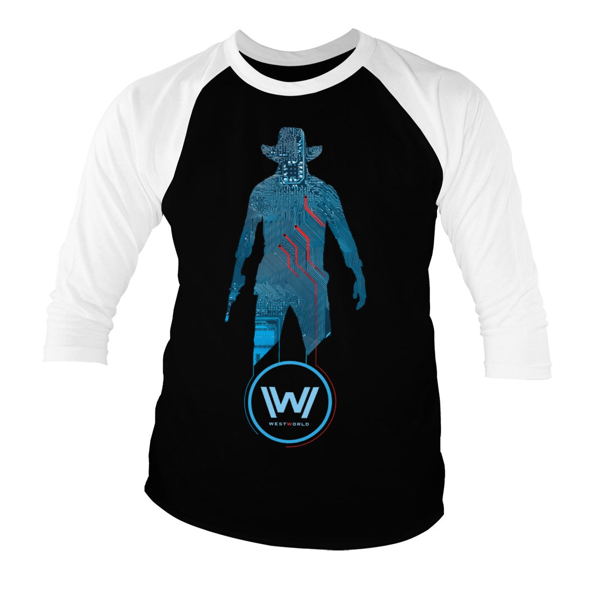 Westworld - Blue Circuit Cowboy Baseball 3/4 Sleeve Tee