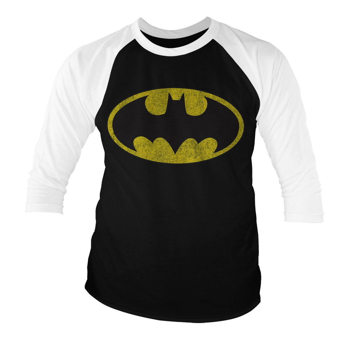 Batman Distressed Logo Baseball 3/4 Sleeve Tee